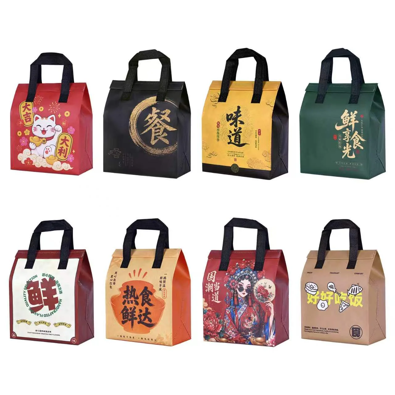 自粘封口无纺布保温餐饮袋 — 袋型与结构展示