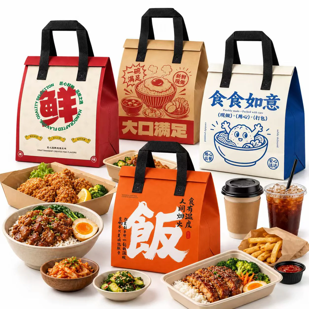 自粘封口无纺布保温餐饮袋 — 材质与封边细节